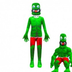 Size is 4T-5T(110cm) roblox rainbow friends green monster halloween costume jumpsuits with mask for kids