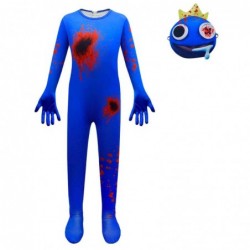 Size is 4T-5T(110cm) roblox rainbow friends blue halloween costume jumpsuits with mask for kids