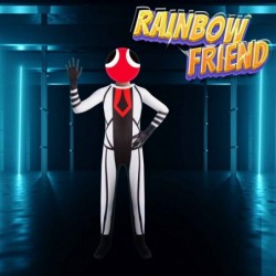Size is 3T-4T(120cm) boys cosplay Roblox rainbow friends Red guy costumes jumpsuits with Mask for Halloween