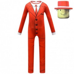 Size is 4T-5T(110cm) Pocket Devs-Roblox red boys costumes jumpsuits for kids Halloween with mask
