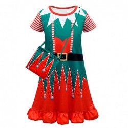 Size is 2T-3T(100cm) Christmas tree print Short Sleeve Pajamas nightgown For kids girls