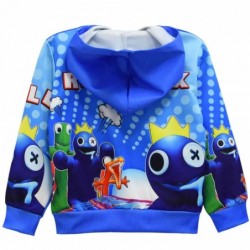 Size is 4T-5T(110cm) For kids boys blue roblox rainbow friends print Hooded zipper Sweatshirts Long Sleeve