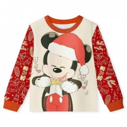 Size is 4T-5T(110cm) For girls red Christmas mickey print Christmas pajamas 2 Pieces Long Sleeve