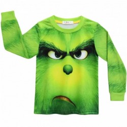 Size is 4T-5T(110cm) The Grinch print green Long Sleeve boys' Pajamas 2 Pieces for kids boys