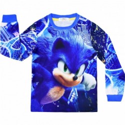 Size is 4T-5T(110cm) for kids boys Sonic the Hedgehog blue Long Sleeve pajamas 2 Pieces