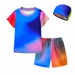 Size is 3T-4T(110cm) rainbow form Roblox rainbow friends Short Sleeves 2 piece Swimsuits For Yong boys with bathing cap