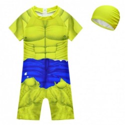 Size is 3T-4T(110cm) Roblox rainbow friends green monster chicken 1 piece Swimsuits Short Sleeves For boys with cap
