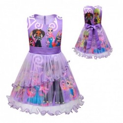 Size is 2T-3T(100cm) Lol Surprise Doll purple girls Birthday Outfits Sleeveless bowknot Tulle Mesh dress Birthday gift