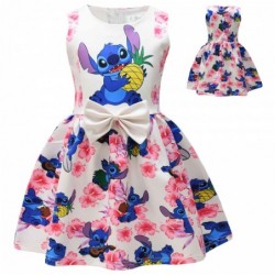 Size is 2T-3T(100cm) Birthday gift Lilo and Stitch For girls Birthday Outfits Sleeveless bowknot 1 Piece dress