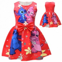Size is 2T-3T(100cm) red Lilo and Stitch For girls Birthday Outfits Sleeveless 1 Piece dress Birthday gift
