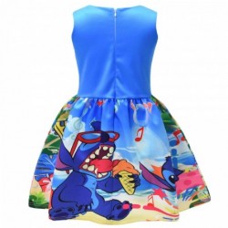 Size is 2T-3T(100cm) blue Lilo and Stitch For girls Birthday Outfits Sleeveless 1 Piece dress Birthday gift