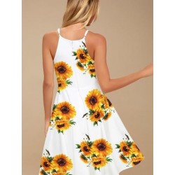 Size is S Sunflower Bohemian Choker Neck Print Midi Dress White