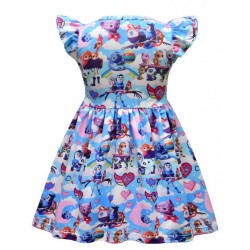 Size is 2T-3T Short Summer Dresses For Girls Cute Toddler Smocked Print Blue