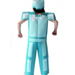 Size is 2T-3T Minecraft Halloween Costume 3 Set Girl  Blue