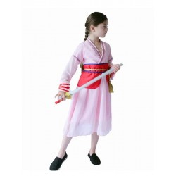 Size is 2T-3T Kids Girl Mulan Halloween Costume Chinese Dresses Pink