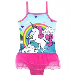 Size is 2T-3T Rainbow Unicorn Tutu One Piece Bathing Suit Kids Pink