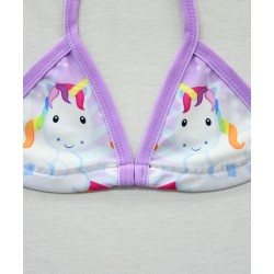 Size is 2T-3T Swimsuit For Girl Kids Halter Neck Unicorn 2 Piece
