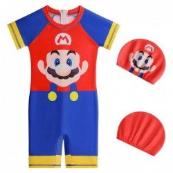 Size is 4T-5T(110cm) Super Mario of kids bathing suit 1 Piece surfsuit Zipper Back With Cap