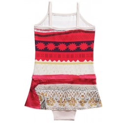 Size is (3T-4T)/XS Girl Spaghetti Strap Moana One Piece Swimsuit Red