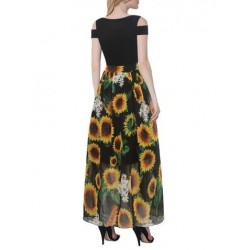 Size is S Sunflower Women Cold Shoulder Summer Maxi Dress Black