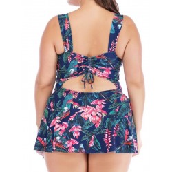 Size is M Plus Size Drape Floral Tankinis 2 Piece Swimdress With Shorts