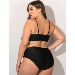 Size is L Plus Size Ruffle Diamond 2 Piece High Waisted Swimsuit