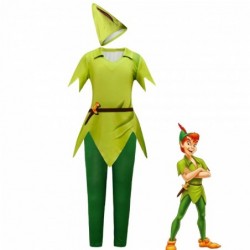 Size is 5T-6T(120cm) for kids 2023 Peter Pan green halloween costume jumpsuits with cap