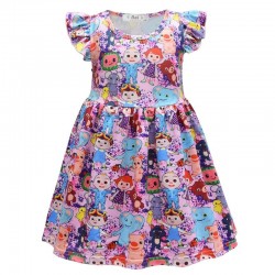 Size is 2T-3T Short Ruffle Sleeve CocoMelon Dress For Kids