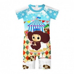 Size is 2T-3T(110cm) cheburashka monkey rash guard for kids with Swim Caps Swimwear 1 plece