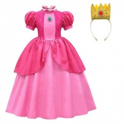 Size is 2T-3T(100cm) Princess Peach dress for girls pink costume halloween with headband