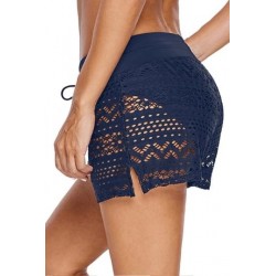 Size is S Swim Shorts For Women Elastic Drawstring Waist Floral Lace See Through
