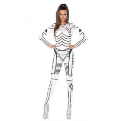 Size is S Killer Robot Storm Trooper Halloween Sexy Womens Costume White