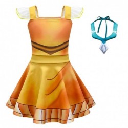 Size is 3T-4T(110cm) Pocahontas Disney girls summer 1 piece dress Square Neck Flutter Sleeve