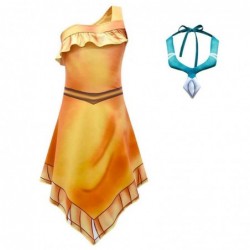Size is 2T-3T(100cm) Pocahontas Disney one of shoulder 1 piece dress for girls costume halloween dress