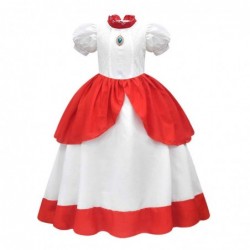 Size is 2T-3T(100cm) Princess Peach Pretty dress for girls white costume halloween with headband