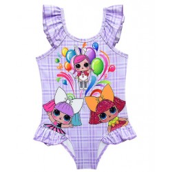 Size is (3T-4T)/XS Sleeveless Plaid Lol Surprise Doll One Piece Swimsuit Girl