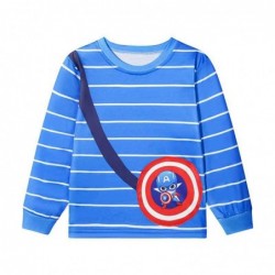 Size is 4T-5T(110cm) Captain America 2 pleces pajamas Long Sleeve blue for kids boys