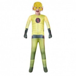 Size is 5T-6T(120cm) 2023 The Flash yellow costume for kids jumpsuits halloween with mask