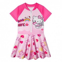 Size is 2T-3T(100cm) PAW Patrol pink 1 piece Swimsuits for girls Short Sleeves dress swim Zipper Front