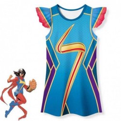 Size is 3T-4T(110cm) Captain Marvel summer dress for girls 1 Piece Flutter Sleeve nightdress