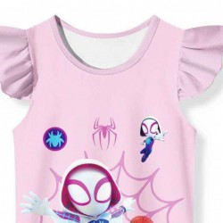 Size is 3T-4T(110cm) Spider-Man series summer dress for girls 1 Piece Flutter Sleeve nightdress