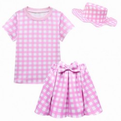 Barbie pink for girls T-Shirt Top And Short Skirt Set...