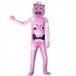 Size is 5T-6T(120cm) CHEF PIGSTER Garten of Banban pink monster costume for kids halloween jumpsuits with mask