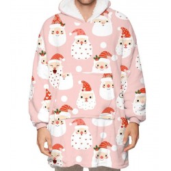 Size is Adult-OneSize Sweatshirt Adult Santa Claus Print Oversized Christmas Blanket Hoodie