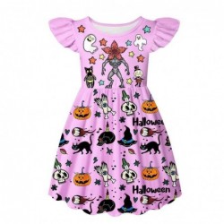 Size is 2T-3T(100cm) Chomper dress Costume halloween for girls Flutter Sleeve purple