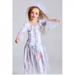 Size is S Bloodstained Ghost Bride dress For Adult Couples or kids Halloween Zombie family uniform