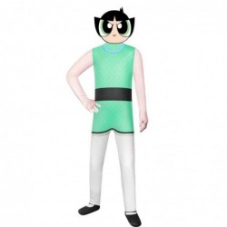Size is 5T-6T(120cm) The Powerpuff Girls green costumes for kids girls halloween jumpsuits with mask