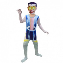 Size is 4T-5T(110cm) Blue G-Man Skibidi Toilet Costume for kids halloween jumpsuits with mask
