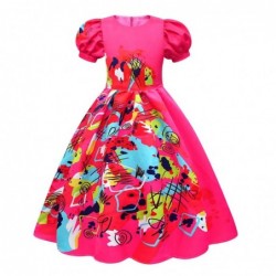 Size is 2T-3T(100cm) Barbie rose red dress Costume for girls halloween Puff sleeve dress and trousers