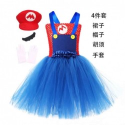 Size is 2T-3T(100cm) cute Super Mario Bros tutu Costume Princess dress for girls halloween with cap